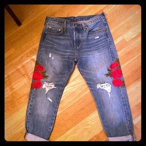 Anthropologie Levi 501 T Embroidered Jeans NEW